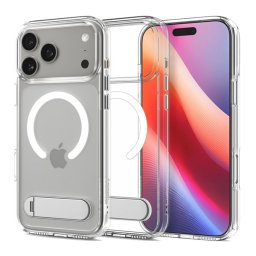 SPIGEN ULTRA HYBRID S műanyag telefonvédő (ütésállóság, légpárnás keret, kitámasztó, MagSafe) ÁTLÁTSZÓ Apple iPhone 17 Pro Max