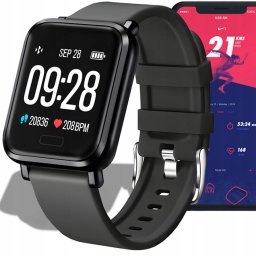 Sport okos óra pulzusmérővel, fekete, IP67 vízállóság