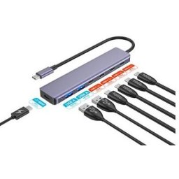 PLATINET HUB 7IN1 10GBS USB-C 4X USB-C 3.2 GEN2 2X USB-A 3.2 GEN1 1X USB-C PD 100W ALU