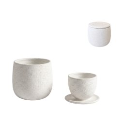 Kétrészes kerámia csésze és edény készlet NEST 10 cm, fehér