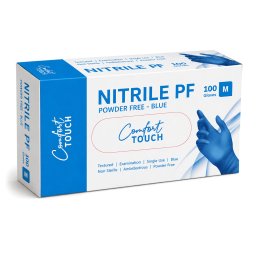 Comfort Touch Nitril vizsgálókesztyű, púdermentes, kék "M" 100 db/doboz