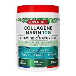 Superdiet tengeri kollagénpor i, ii,iii típus + természetes c-vitamin 210 g