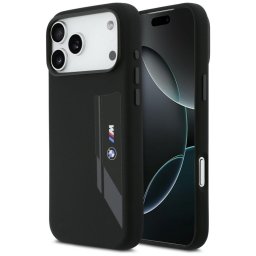 BMW M szilikon függőleges logó MagSafe tok iPhone 17 Pro Max-hoz Fekete