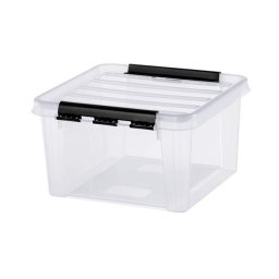 SMARTSTORE Műanyag tárolódoboz, 8 liter, fekete fogantyúkkal, SMARTSTORE "Classic 12", átlátszó