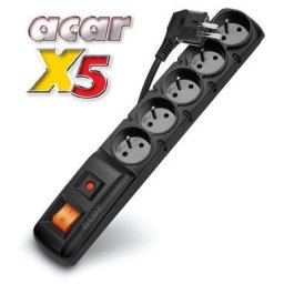ACAR X5/5m 5x230V elosztó panel fekete kapcsoló védelem