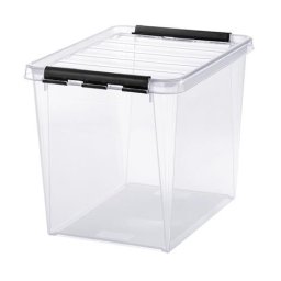 SMARTSTORE Műanyag tárolódoboz, 25 liter, fekete fogantyúkkal, SMARTSTORE "Classic 16", átlátszó
