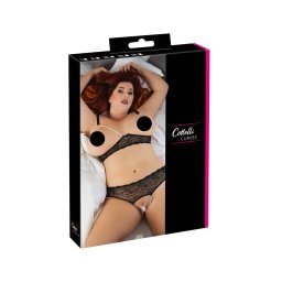 Cottelli Plus Size - gyöngyös melltartó szett (fekete)