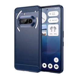 Szilikon telefonvédő (ütésállóság, légpárnás sarok, szálcsiszolt, karbon minta) SÖTÉTKÉK Nothing Phone (3a)