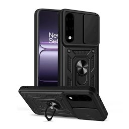 Defender szilikon telefonvédő (ütésállóság, tartógyűrű, kameravédő) FEKETE OnePlus Nord 5