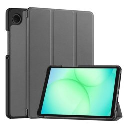 Tok álló, bőr hatású (aktív FLIP, oldalra nyíló, TRIFOLD, asztali tartó) SÖTÉTSZÜRKE Samsung Galaxy Tab A11 LTE (SM-X135), Galaxy Tab A11 WIFI (SM-X130)