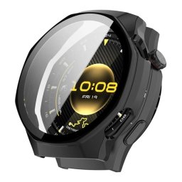 Műanyag keret (BUMPER, ütésállóság + kijelzővédő üveg) FEKETE Huawei Watch GT 6 Pro 46mm