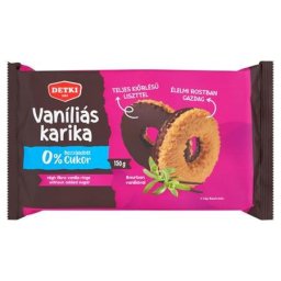 DETKI Vaníliás karika, cukormentes, 150 g, DETKI, étbevonóval félig mártva