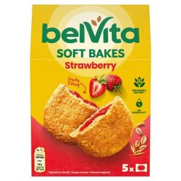 BELVITA Keksz, 5x50 g, BELVITA "Jó reggelt! Softy" epres töltelékkel