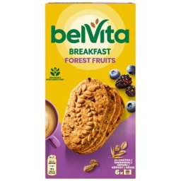 BELVITA Keksz, 6x50 g, BELVITA "Jó reggelt", erdei gyümölcsös