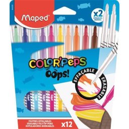 Filctoll készlet 12 db-os, 3,6 mm, törölhető, Maped Color Peps Oops, 10+2