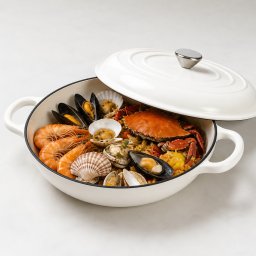 STOWEX KÜCHEN zománcozott öntöttvas lábas fedővel, 27 cm, 3 liter, fehér