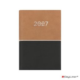 DAYLINER Naptár, tervező, A5, napi, DAYLINER "Contrast", barna-fekete