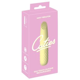 Cuties Mini vibrátor 10 mód, USB-töltés, sárga 10,5 cm