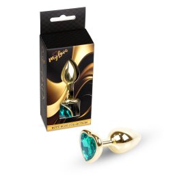 MyLove Toys Anál plug Exkluzív fém, díszes arany-zöld 7 cm 2,7 cm