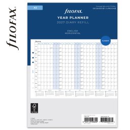 Filofax Naptárbetét Éves Horizontális A5 Fehér 2027