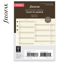 Filofax Naptárbetét Éves Vertikális Pocket Krém 2027