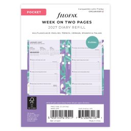 Filofax Naptárbetét + Pótlapok csomag Pocket Színes Floral 2027