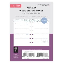Filofax Naptárbetét + Pótlapok csomag Pocket Színes Garden 2027