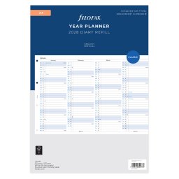 Filofax Naptárbetét Éves Vertikális A4 Fehér 2028