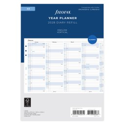 Filofax Naptárbetét Éves Vertikális A5 Fehér 2028