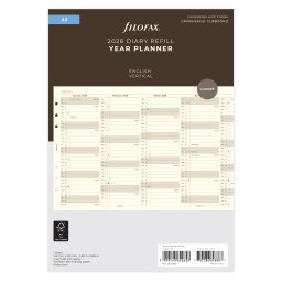 Filofax Naptárbetét Éves Vertikális A5 Krém 2028