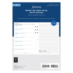 Filofax Naptárbetét Heti 1 hét / 1 oldal + 1 oldal jegyzet A5 Fehér 2027