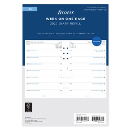 Filofax Naptárbetét Heti 1 hét / 1 oldal A5 Fehér 2027
