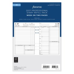 Filofax Naptárbetét Heti 1 hét / 2 oldal Time Management A5 Fehér 2027