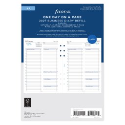Filofax Naptárbetét Napi 1 nap / 1 oldal Business A5 Fehér 2027