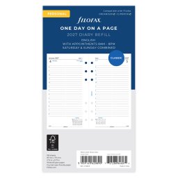 Filofax Naptárbetét Napi 1 nap / 1 oldal Personal Fehér 2027