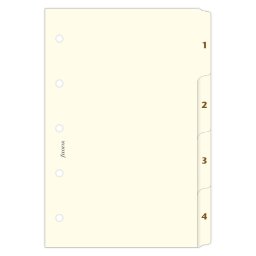 Filofax Elválasztó lapok Számozott 4 regiszter Mini Krém