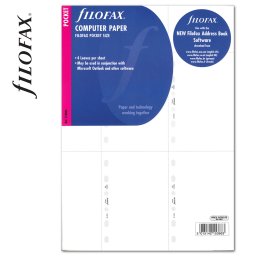 Filofax Számítógépes nyomtatáshoz perforált papír Pocket Fehér