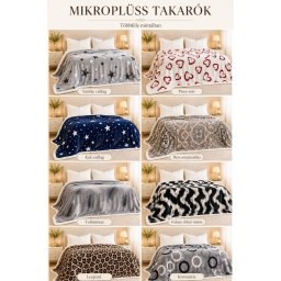 Mikroplüss takaró 200x230 cm - puha, meleg, több mintában