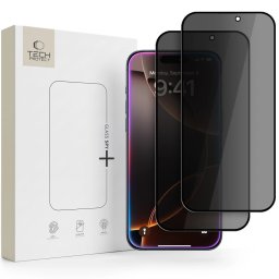 Tech-Protect Glass Spy+ Apple iPhone 18 Pro kijelzővédő üvegfólia, betekintésgátló, privacy, fekete (2db)