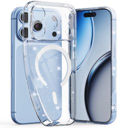 Tech-Protect FlexAir Apple iPhone 18 Pro Max / 17 Pro Max tok, csillámos, MagSafe, Clear, átlátszó-fehér