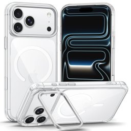 Tech-Protect MagStand Apple iPhone 18 Pro / 17 Pro tok kitámasztóval, MagSafe, Crystal Clear, átlátszó-fehér
