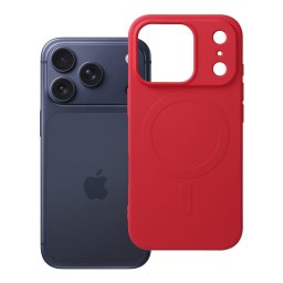 Silicone Mag Apple iPhone 18 Pro / 17 Pro szilikon hátlap tok, kameravédelemmel, MagSafe, piros