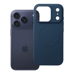Silicone Mag Apple iPhone 18 Pro / 17 Pro szilikon hátlap tok, kameravédelemmel, MagSafe, kék