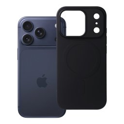 Silicone Mag Apple iPhone 18 Pro / 17 Pro szilikon hátlap tok, kameravédelemmel, MagSafe, fekete