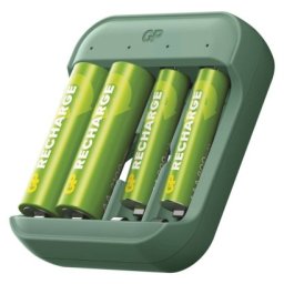 B423 akkumulátor-töltő + 2× AA GP Recharge 2100 mAh + 2× AAA GP Recharge 800 mAh