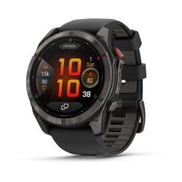 Garmin 010-03199-01 fenix 8 Pro 51mm AMOLED Sapphire karbonszürke DLC Titanium fekete/szürke szilikon szíjjal (ED XD)