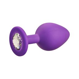 Baseks - kristályköves szilikon anál plug (lila) - 8 cm