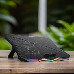Rampage AD-RC8 SHOWY Fekete 180 mm-es ventilátor 15-17" RGB könnyű notebook hűtőállvány