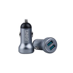UNIQ 2.4A 2xUSB Autós Töltőfej + Lightning 1M Adatkábel - Grafit