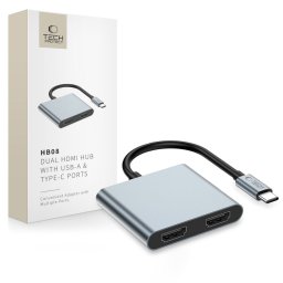 Tech-Protect HB08 3in1 USB-C - USB-A 3.0 / HDMI 4K 60Hz HUB Adapter - Grafit